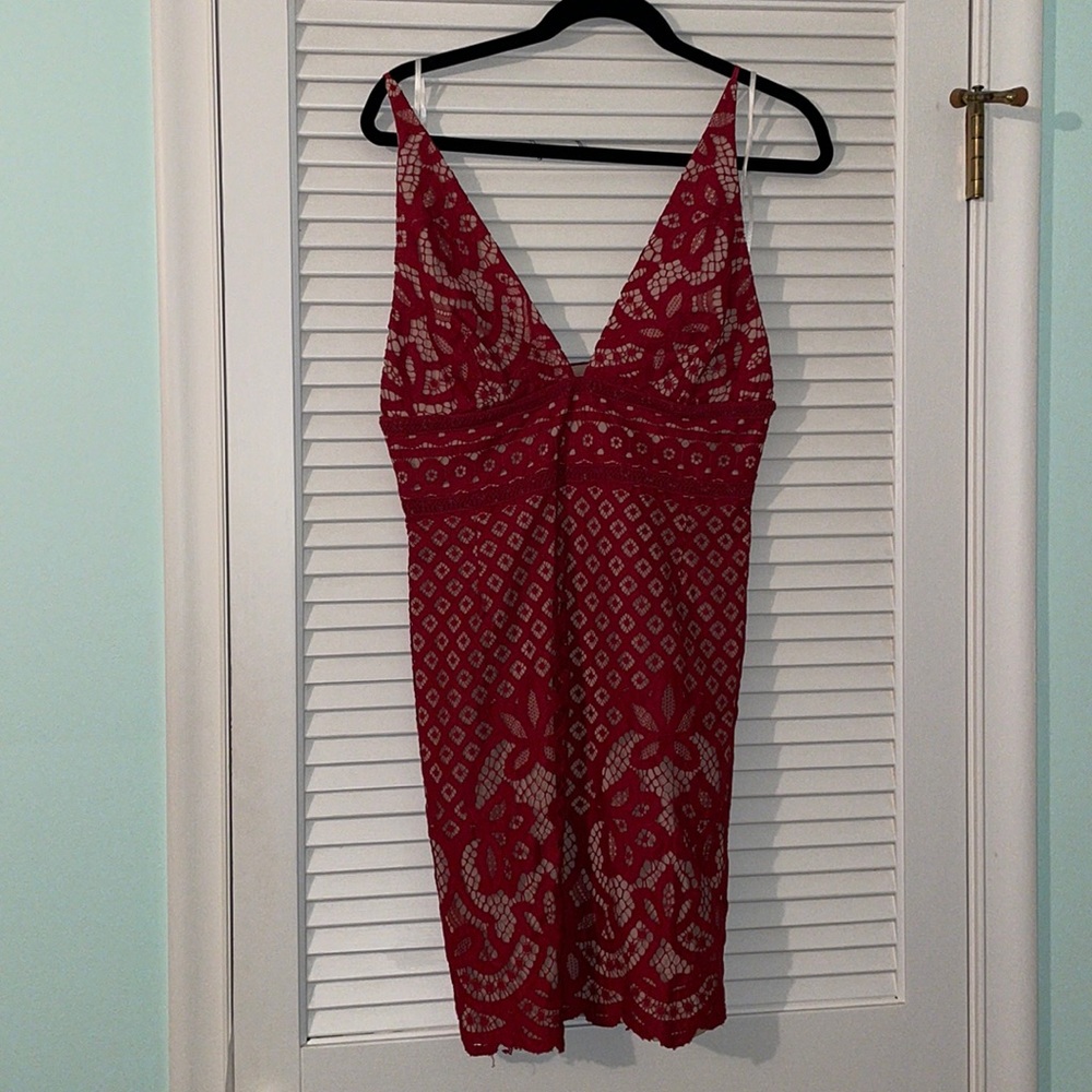 Stylestalker red eyelet lace dress L